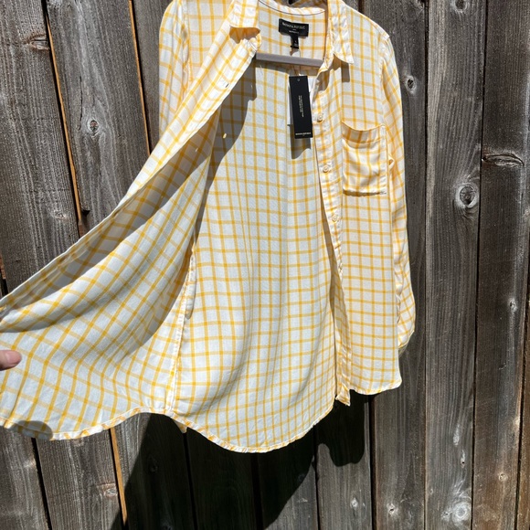 Banana Republic yellow plaid button down shirt size small - Picture 9 of 17